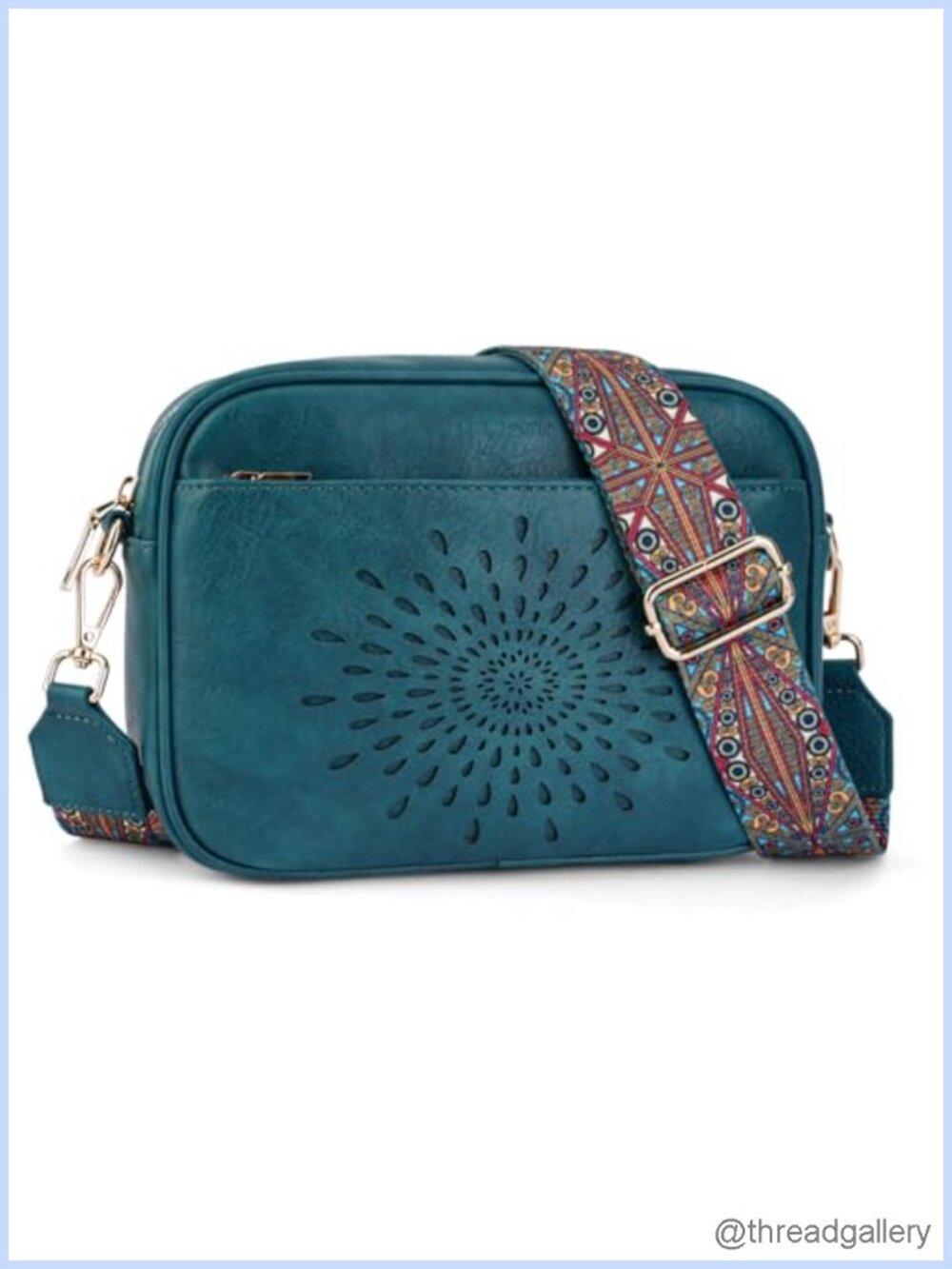 Vegan Leather Small Crossbody Bag Adjustable Strap Sunflower Purse
